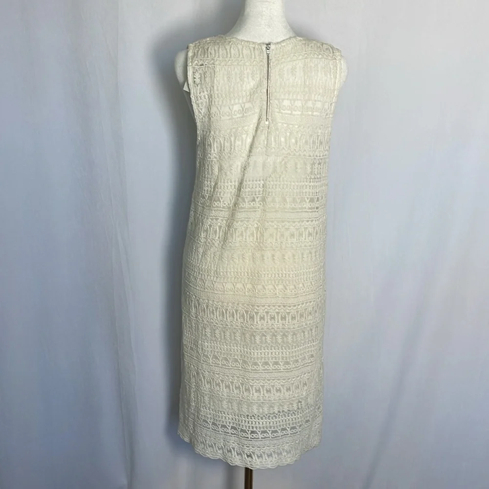 NWT MANGO Brenda Crochet Knee Length Dress Size S Ivory Lined Sleeveless Boho
